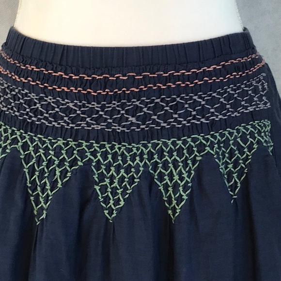 Cotton mini skirt layered blue embroidered small - Picture 2 of 6